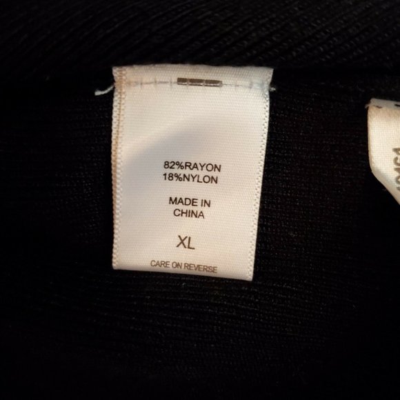 New York and Co Womens Sweater Sz XL Black White Off-Shoulder Neck 7th Avenue LS - Picture 10 of 12